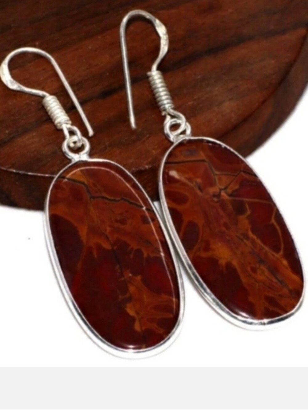 Australian Noreena Jasper Gemstone 925 Sterling Silver Handmade Dangle Earrings